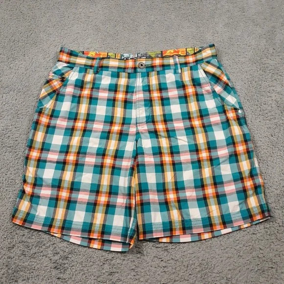 Lululemon Kahuna Shorts Mens Size 36 x 8 Plaid Multicolor Flat Front Casual