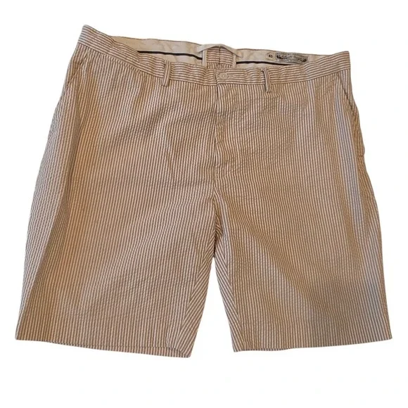 Polo Ralph Lauren Mens Seersucker Shorts Tan White Striped Cotton 40