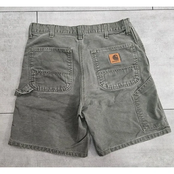 Carhartt B25 MOS Green Duck Carpenter Work Shorts Mens 34 Made in USA Vintage