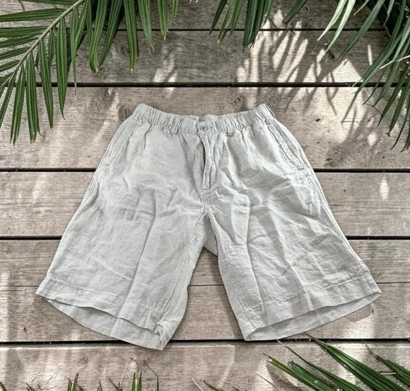 Tommy Bahama Beige Shorts Sz Medium 100% Linen Relax 10