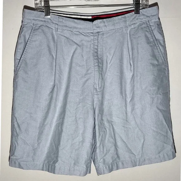 Vintage Tommy Hilfiger Mens Pleated Chino Shorts Light Blue MAS-GIL 2001 Size 34