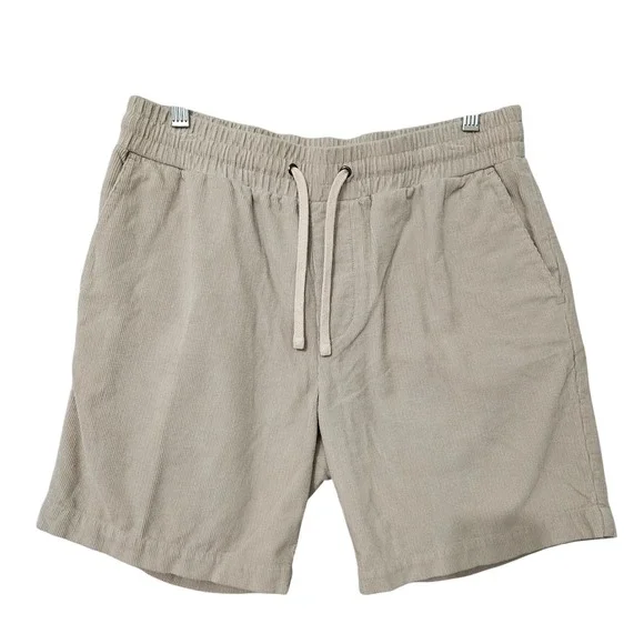 Criquet Mens Tan Corduroy Elastic Waist Drawstring Shorts Size Medium Khaki 7in