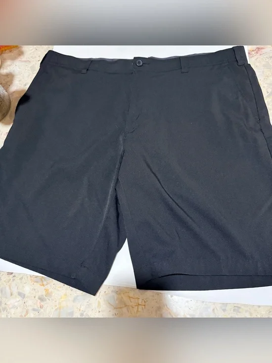 BCG Men’s Dark Gray Solid Chino Shorts Flat Front Stretch Slash Pockets Button
