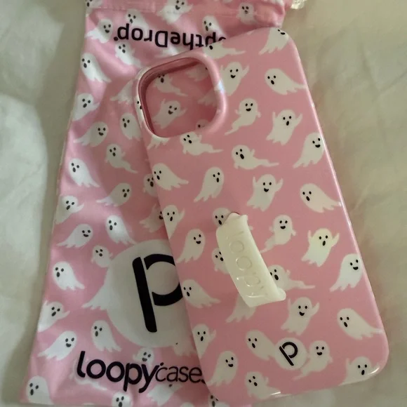 Loopy Case Pink Ghosts Phone Case with White Loop