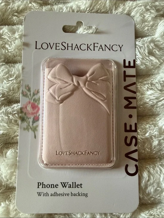 LoveShackFancy Blush Pink Bow Adhesive Phone Wallet