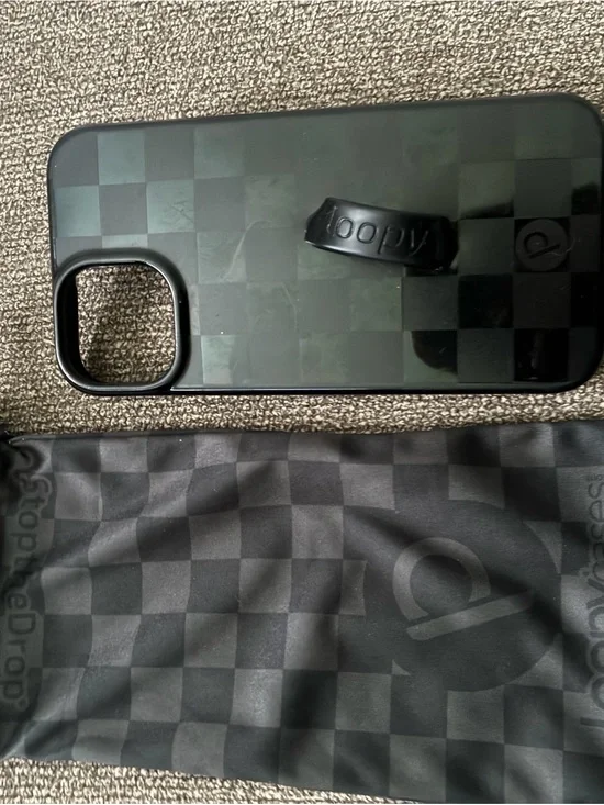 Loopy Case Black Checkerboard Grip iPhone Case 17e, 16e, 14, & 13 (6.1