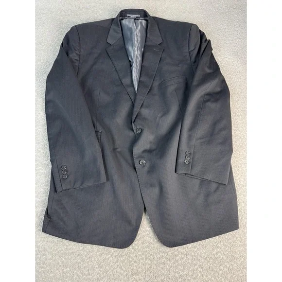 Haines And Bonner Blazer Mens‎ 52L Gray Pinstripe Wool Blend Suit Jacket Formal