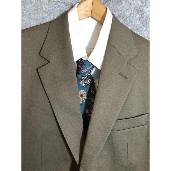 Chaps Blazer Mens 42R Brown 100% Wool Suit Coat Jacket Career Classic