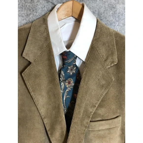 Stafford Blazer Mens 46R Tan Corduroy Sport Coat Jacket Career Casual Classic