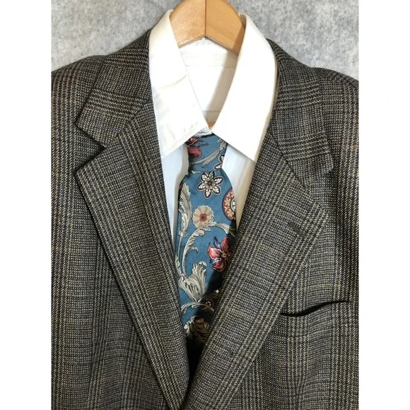 Joseph & Feiss International Sport Coat Mens 46 Regular Brown Gray Wool Plaid
