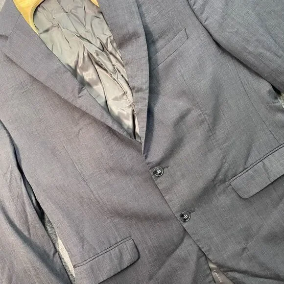 Calvin‎ Klein Men's Gray Wool Blazer Sport Coat Suit Jacket Business 44R