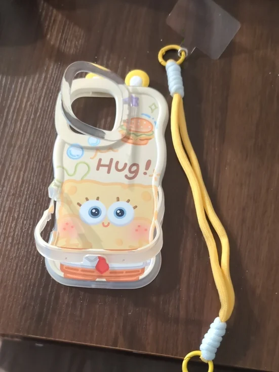 Apple Yellow 'Hug' Sponge Character Phone Case with Wrist Strap
