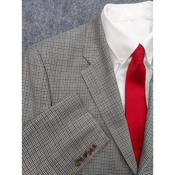 Chaps Ralph Lauren‎ Blazer Mens 42 R Brown Plaid Silk Wool 2 Button Sportcoat