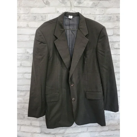 Hickey Freeman Loro‎ Piana 41R Blue Gray Plaid Tasmanian Super 120s Wool Blazer