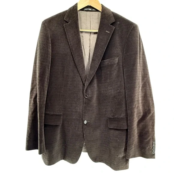 Hugo Boss dark Brown  Velvet Blazer Pasolini US Mens 44L Made in USA‎ Jacket