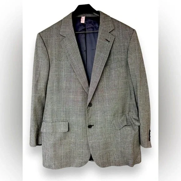 Brooks Brothers 45R 100%‎ wool men's Golden Fleece gray checkered sportscoat EUC