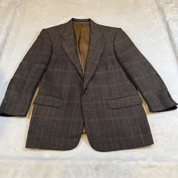 Christian‎ Dior Monsieur Mens Vintage Brown Glen Plaid Blazer Sport Coat 44R