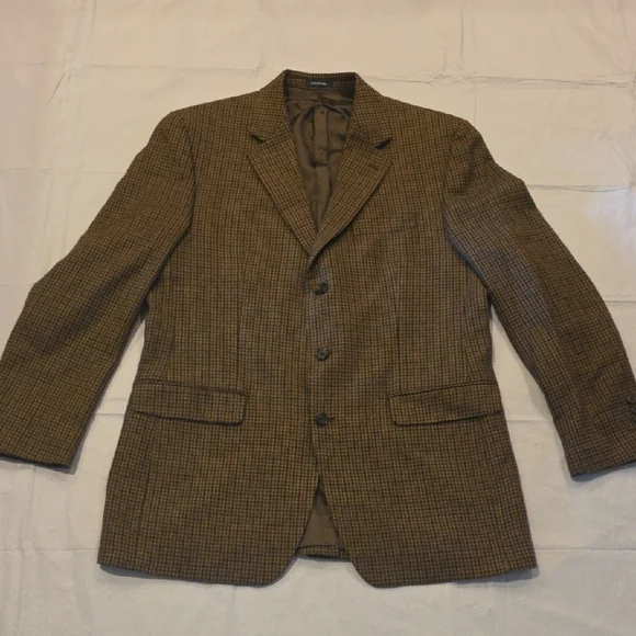Ralph Lauren Men's Wool/Cashmere Houndstooth Sport‎ Coat Brown 42L