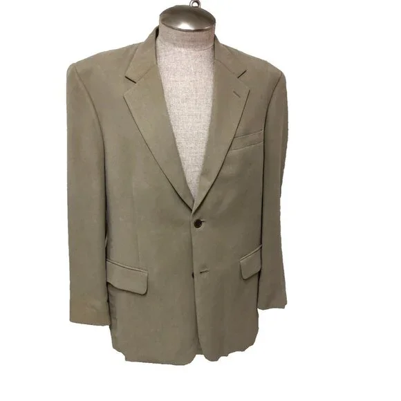 Alfani Blazer Sport Coat Men‎ 42R Tan Tencel NWOT Single Ventless Office Career