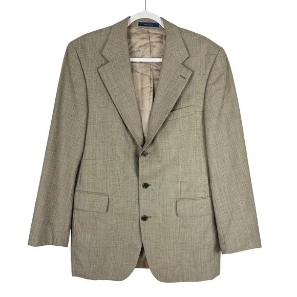 Vintage Chaps By Ralph Lauren Blazer Men's‎ 41L Tan Sports Coat Pure Virgin Wool