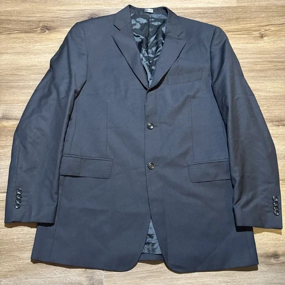 Ermenegildo Zegna Blazer Traveller Wool Silk Jacket Mens US 38R Black Italy Made
