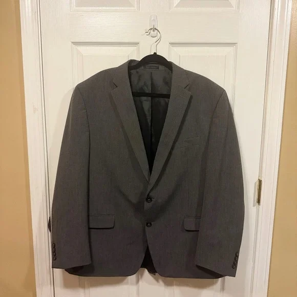 Chaps Mens Gray Two Button Suit‎ Jacket Blazer 48R Regular Fit Notch Lapel Solid