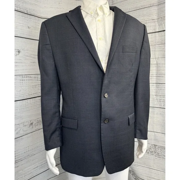Lauren Ralph Lauren 42R 42x32 Blue‎ Glenn Check 100% Wool Mens Suit