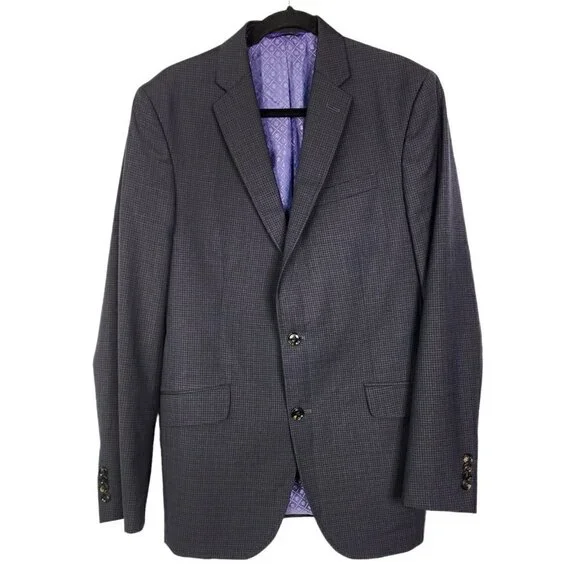 Ted Baker London Endurance Jones CT Mens 40L Gray Blue Blazer Jacket Sport‎ Coat
