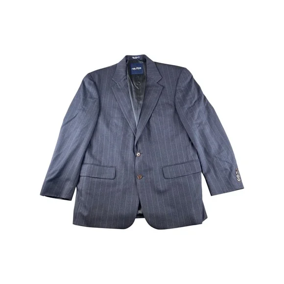 Nautica Mens Wool Pinstripe Blazer Jacket Charcoal Grey N115AX 44R‎