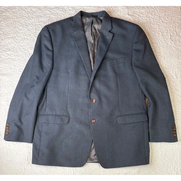 L‎ Ralph Lauren VTG Herringbone Tweed Wool Blk/white Blazer Sport Coat Men 44XL