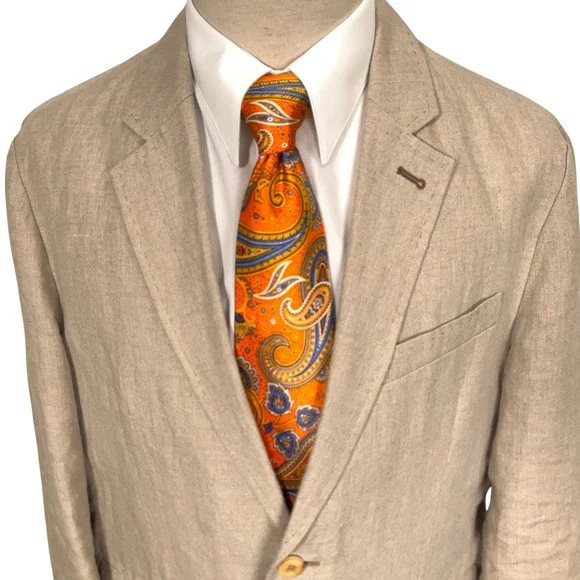 Tommy Bahama Blazer Mens M/44R Beige‎ Linen Tropical Lightweight Neutral Jacket