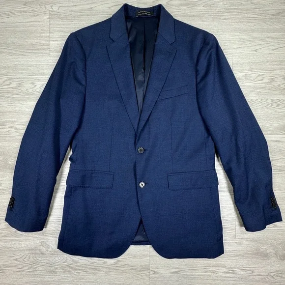Banana Republic Mens Blazer Italian Wool Blend Blue 38 Regular Two Button Jacket