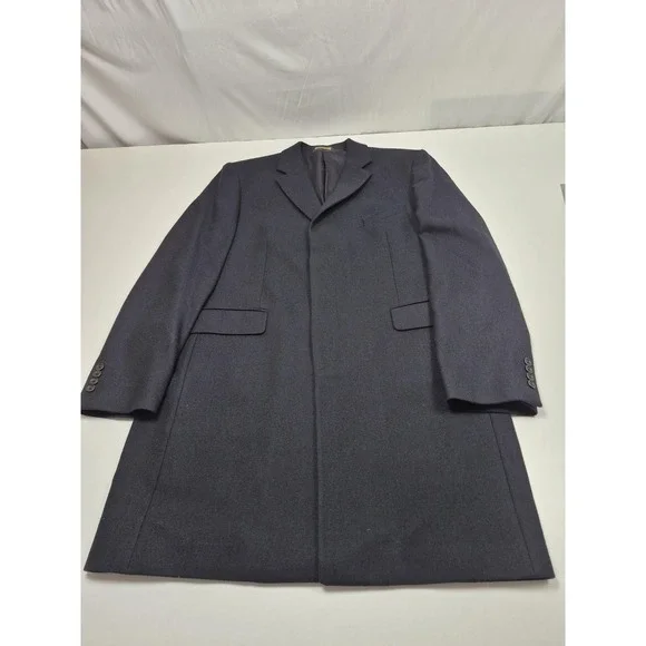 Brooks Brothers Coat Mens 46R Black Wool Flannel Overcoat Lined England NWT