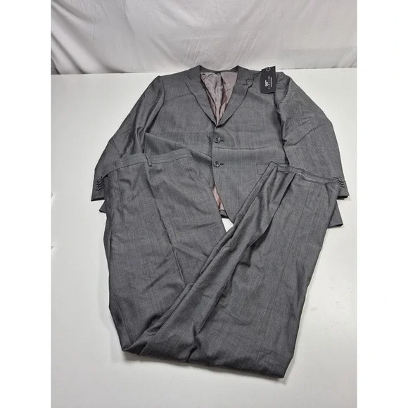 Emilio Ciro Suit Mens 48R Gray Wool Turbo 160 2 Piece 43x36W Zegna Formal NWT