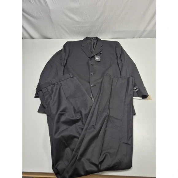Calvin Klein Suit Mens 50 Long Black Super 140s Wool 2 Piece 45x36 NWT FLAW