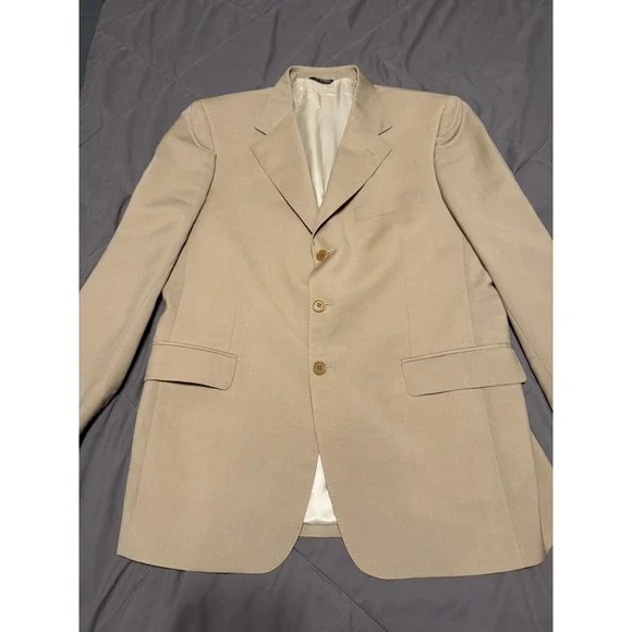 Luciano Barbera Sport Coat 42R Beige‎ Tan Made in Italy Wool Blazer