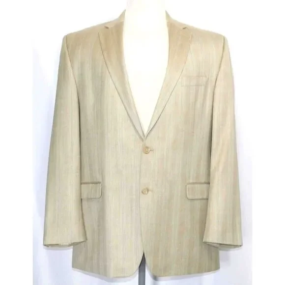 Ralph Lauren‎ Wool Silk Beige Gold Blazer Sport Jacket Coat Mens Size 44 Long
