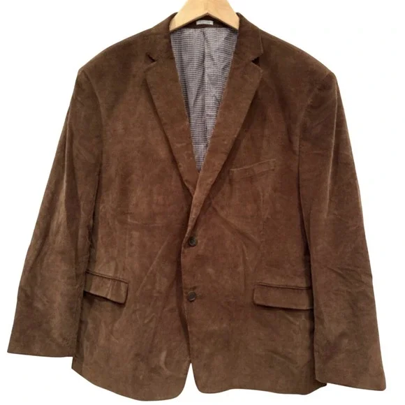 Saddlebred Heritage Mens‎ Brown Corduroy Blazer Sport Coat Jacket 50R Cotton