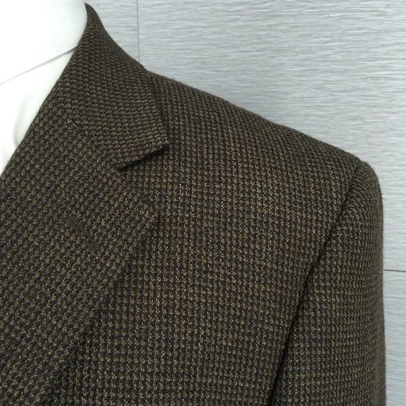 Pronto-Uomo‎ Men's Blazer Sport Coat 2-button 100% Lambswool Brown Size: 42R