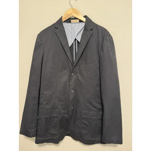 J Crew Clayton L-Tall Men's Black Sportcoat 3-Button Preppy‎ Cotton Jacket EUC