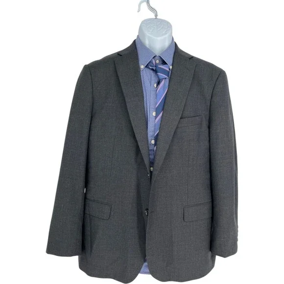 Mantoni Blazer Men's Size 44 Charcoal Grey Wool 2-Button Classic