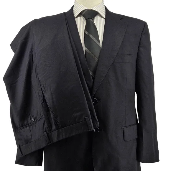 Ermenegildo Zegna Suit Jacket Mens 42 Navy Classic Fit Wool Viscose 2 Piece