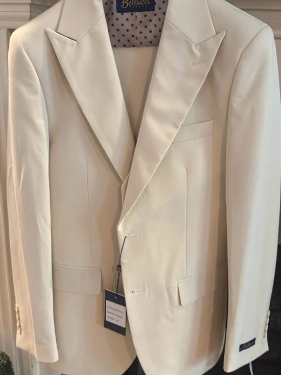 Men's Cream Single-Breasted Blazer