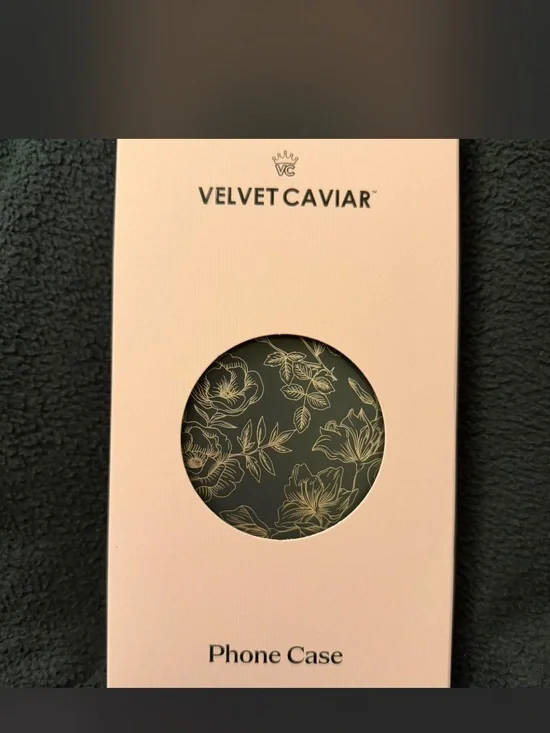 Velvet Caviar Black Case with Gold Floral Line Art