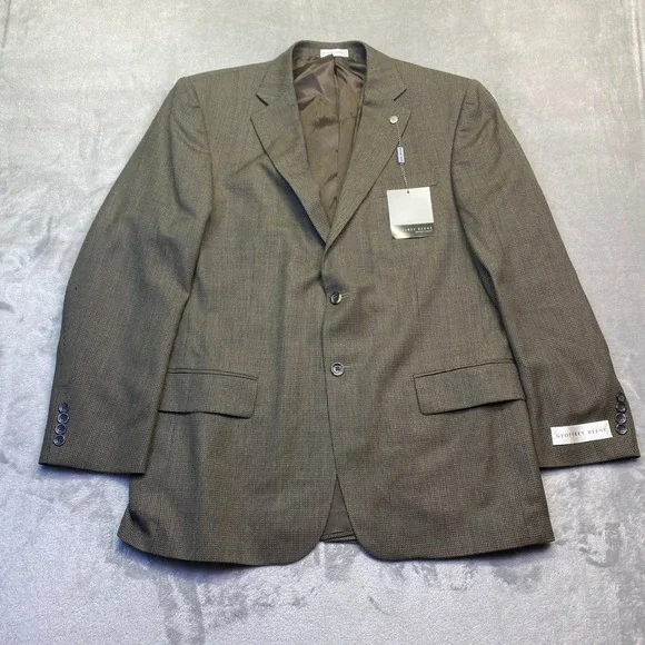 Geoffrey Beene Mens 44R Brown Wool Sport Coat Blazer Estate G471 Micro Check NWT