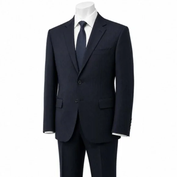 Jos A Bank Suit Mens 46R Blue Pinstripe Wool Silk 2 Piece 41x31 Pants Business