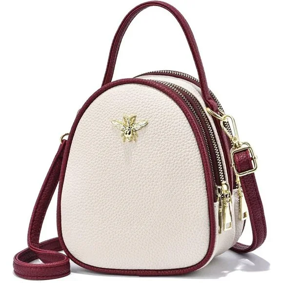 Women's Faux Leather Crossbody Bag Small Multi-Zipper Cell Phone Purse