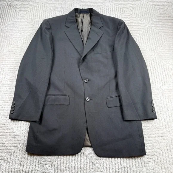 Burberry London Blazer Men's 39 Reg Charcoal Grey Pinstripe Wool Sport Coat Luxe