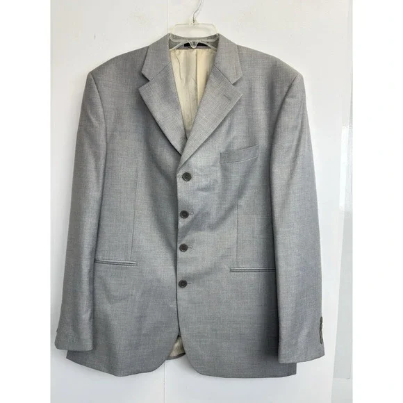 Vintage FUBU The Collection‎ Blazer 42R Grey Y2K Hip Hop Suit Jacket 4 Buttons