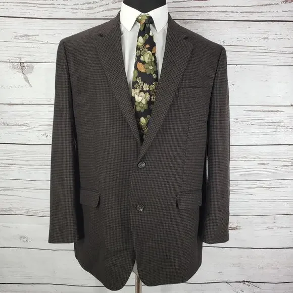Lauren Ralph Lauren Hounds Tooth 100%Wool Sport Coat Blazer Jacket Size 46R